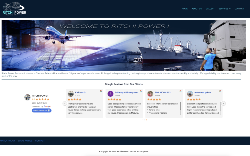 ritchi power site réalisé par worldcast graphics